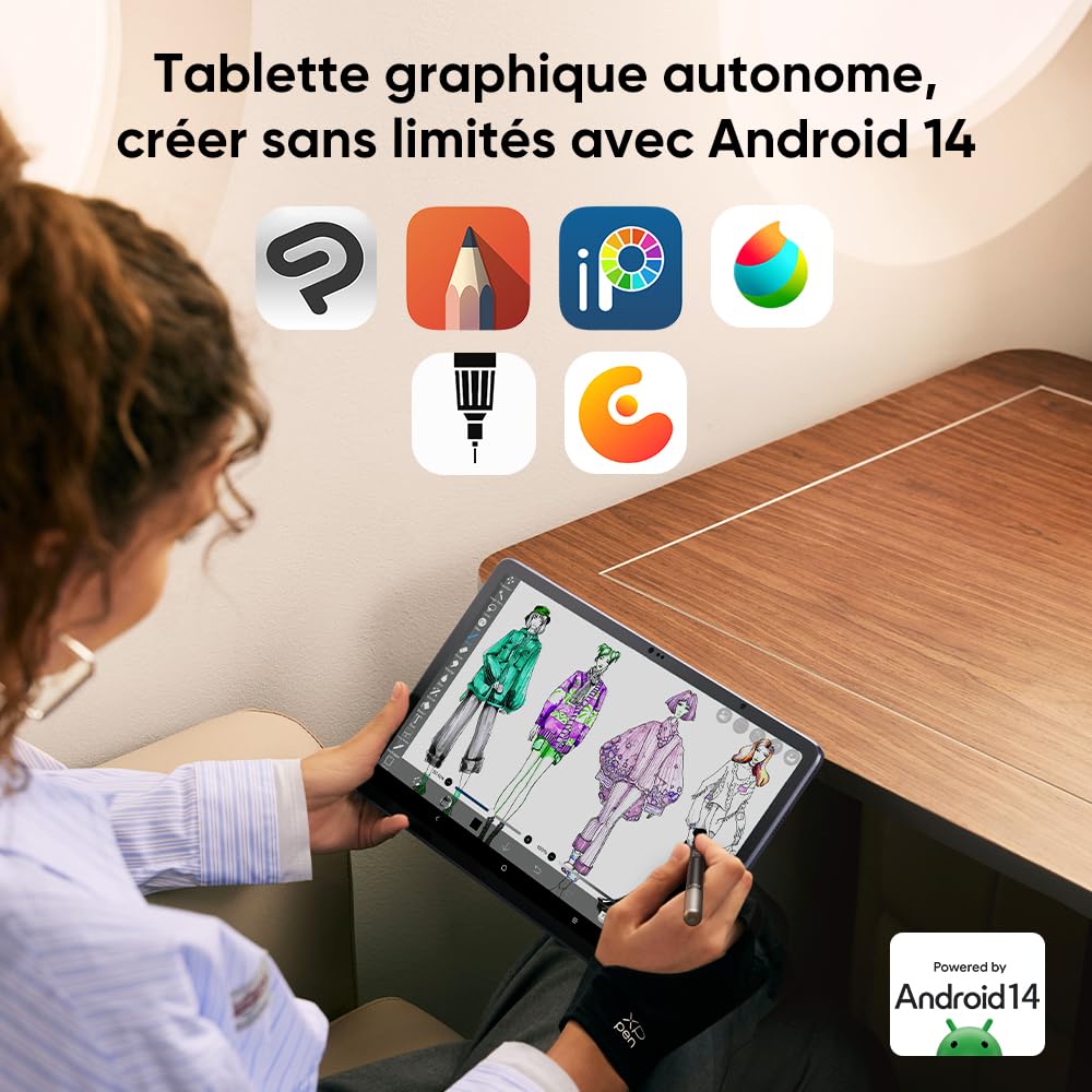 XPPen Tablette Graphique Autonome, Magic Drawing Pad Android 14 Tablette Graphique Dessin avec Écran Tactile 12 Pouces, Stylet à 16K, Résolution 2K, 8 GO RAM + 256 GO ROM (1 to Extensible)