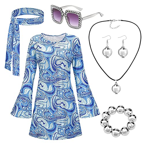 Alaiyaky Hippie Kostüm Damen Disco Outfit Set, 60er 70er Jahre Bekleidung...