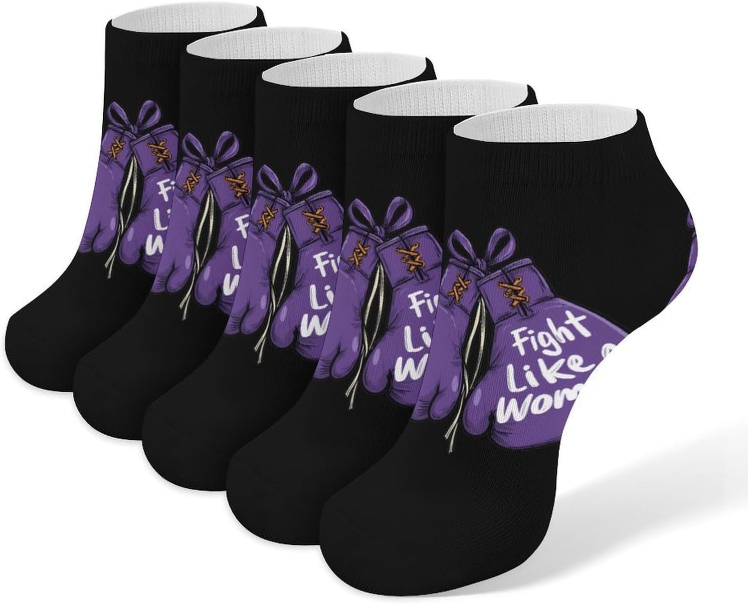 Fight Like A Women Socks for Men Women 5 Pairs Ankle Socks