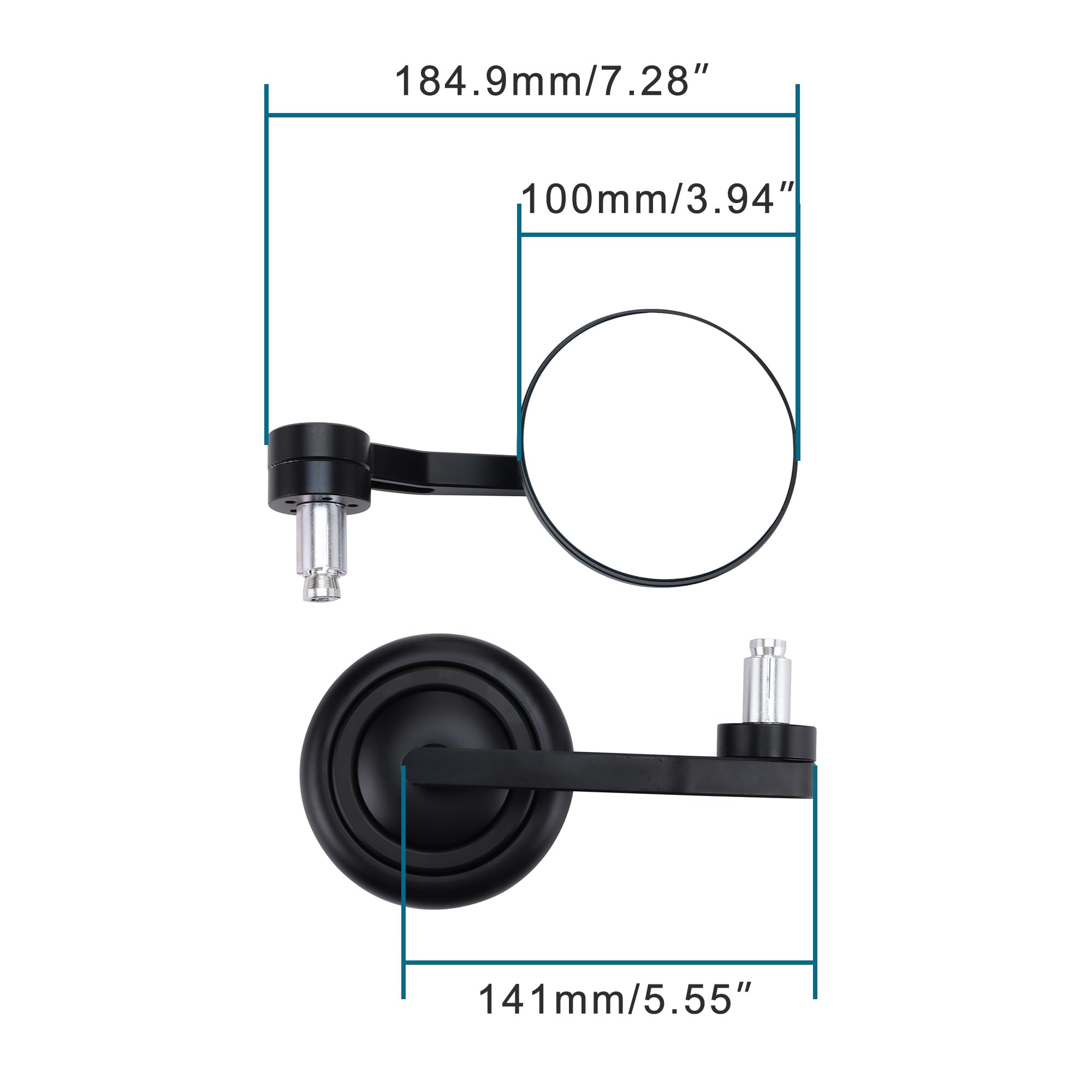 GOOFIT in Lega di Alluminio Universale 7/8 "22mm Manubrio Fine Rotondo Specchietti retrovisori Laterali Sostituzione per Go Kart Buggy UTV Scooter Ciclomotore ATV Quad Pitbike Moto Nera di Grande