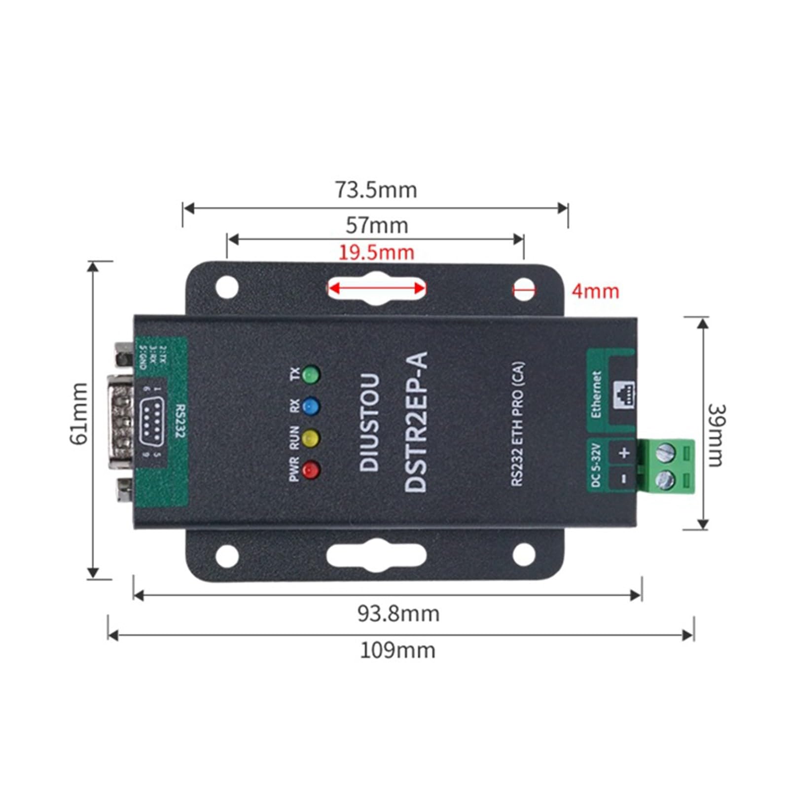 Server modulo Ethernet RS232 maschio a RJ45 RS485 a RJ45 per modulo Ethernet industriale