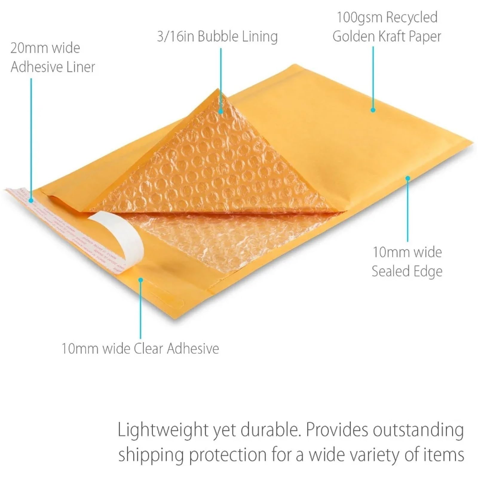 Koperty bąbelkowe, 10 szt. Koperty bąbelkowe z papieru pakowego Wyściełane przesyłki pocztowe Samoprzylepne w wielu rozmiarach(320x400mm-10pcs)