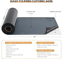 Vista 5 de HTVRONT Rollos de vinilo de transferencia de calor, paquete de 2 unidades de 12 pulgadas x 80 pies HTV en blanco y negro para camisetas, vinilo