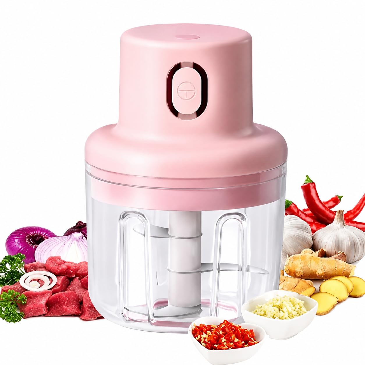 Shopstyle Electric Mini Garlic Chopper Mixer, Fruit-Vegetable Cutter Supplement Machine Blender, USB Rechargeable Electric Chopper for Fruit, Vegetable, Onion, Garlic - Food Cutter | Chopper Mixer-image-46