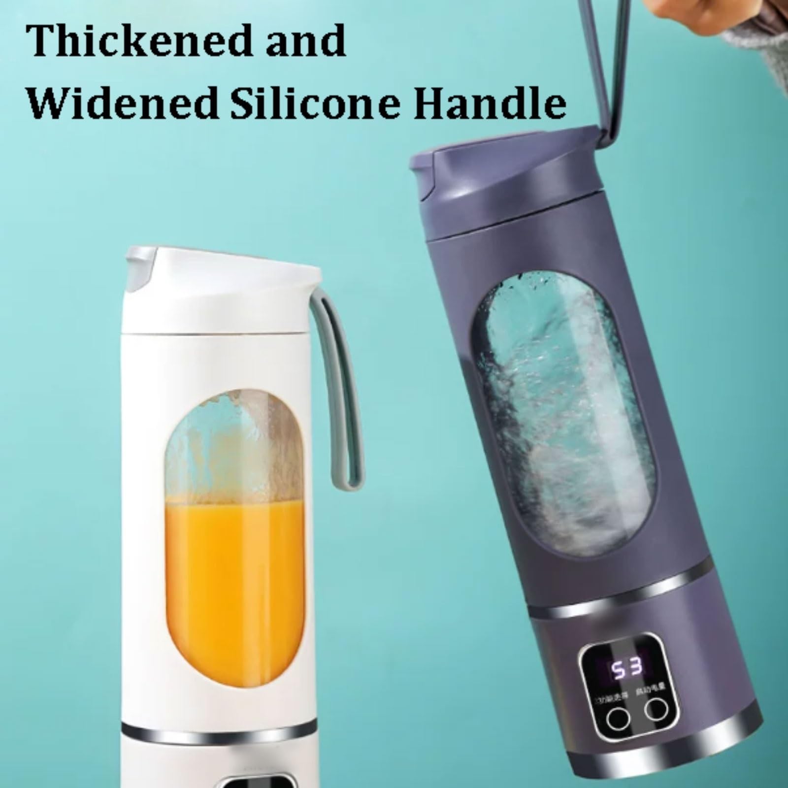 Plastikowy przenośny blender z wylewką z 12 ostrzami, elektryczny, USB, mini sokowirówka, blender do kuchni, biura, podróży, siłowni (Lila)