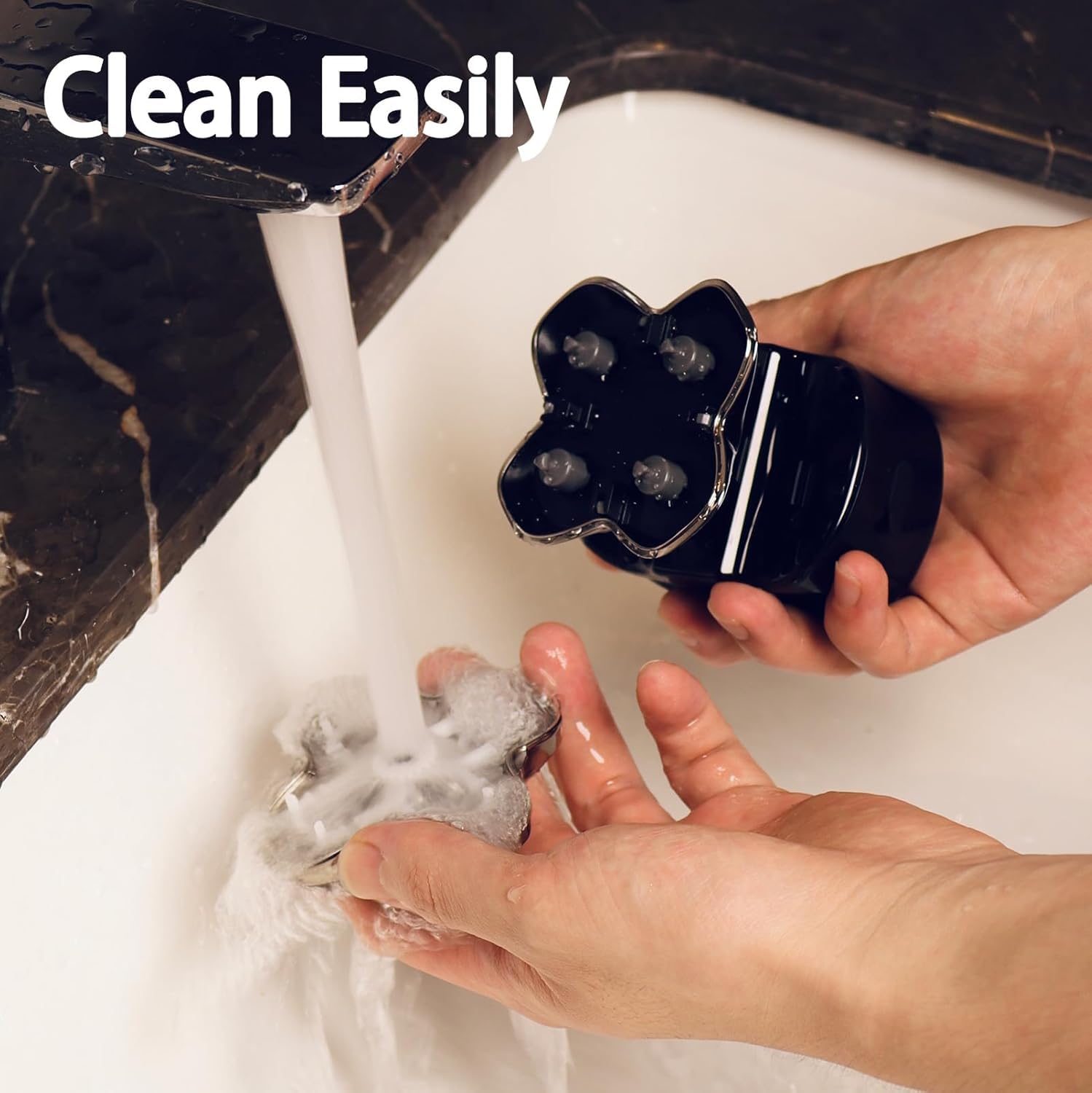 Testa di Ricambio Rotante a 4 Teste per Rasoi Elettrici – Compatibile con Pitbull Skull Shaver, Butterfly Kiss Pro e altri – Teste da Rasatura per Viso e Corpo per Uomini e Donne (Confezione da 3).