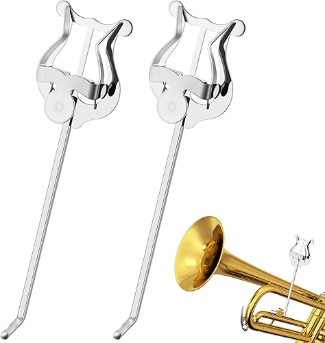 Miniatura 8 de Lira de clarinete, paquete de 2 soportes de lira negra para banda de marcha, clip de partituras de oboe de clarinete de 6.02 pulgadas y carpeta
