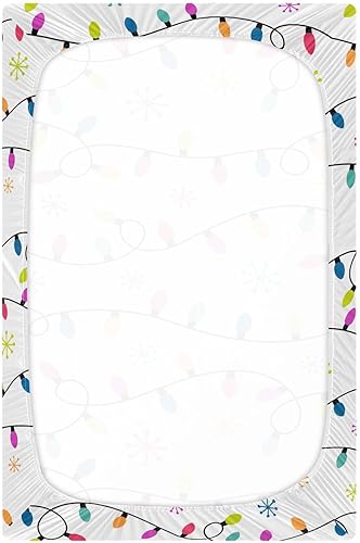 Miniatura 3 de Sábanas de cuna para niños y niñas, coloridas bombillas de Navidad y copos de nieve, transpirables, para colchón de cuna, suaves y transpirables, 39