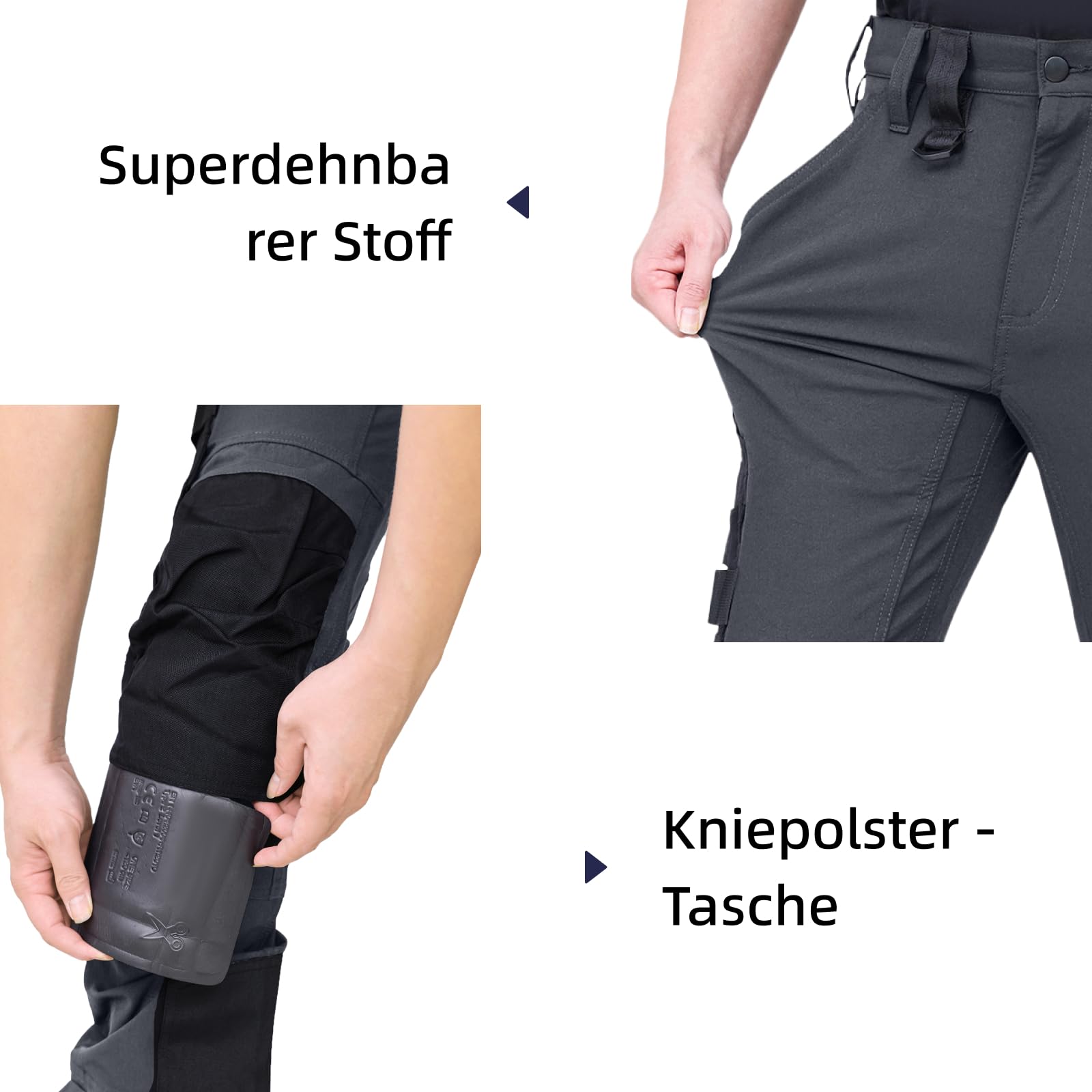 WORK IDEA Herren Slim-Fit Stretch Arbeitshose: Kritische Stoffbereiche aus Cordura – strapazierfähige Eleganz für vielfältige Arbeitsanforderungen.