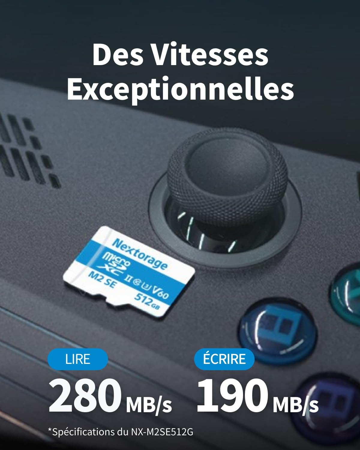 Nextorage Carte Micro SD UHS-II de Fabricant Japonais microSDXC U3 V60 - Vitesse de Lecture maximale : 280 Mo/s - Vitesse d'écriture maximale : 100 Mo/s - Carte microSD NX-M2SE
