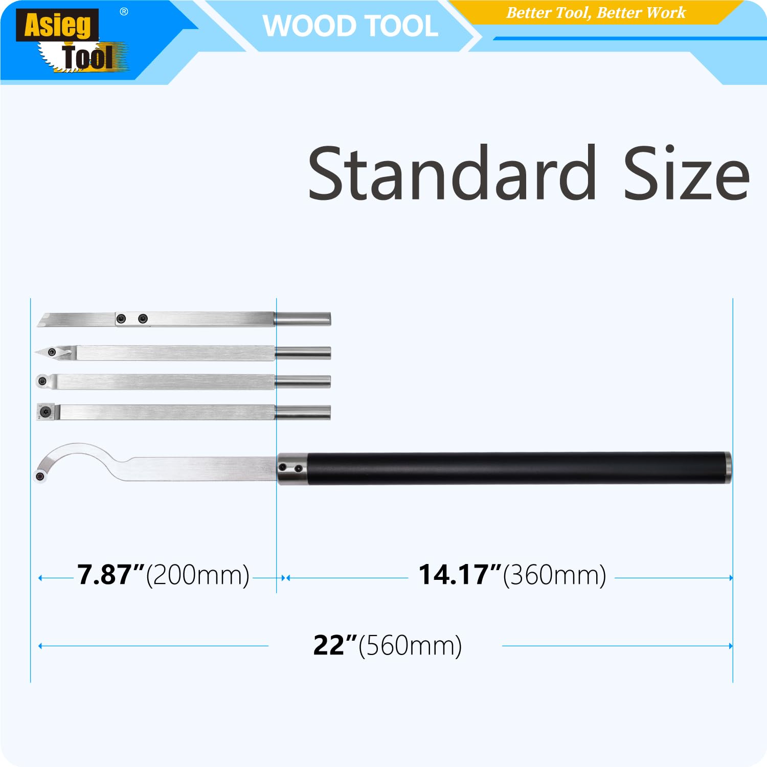 AT05 Carbide Tipped Wood Turning Tool Set - 5-Piece Lathe Kit With