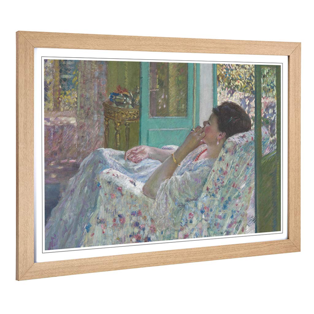 Big Box Art Framed Print of Frederick Carl Frieseke Afternoon in The Yellow Design | Wall Art Picture| Home Decor for Kitchen, Living Room, Bedroom, Office, Oak, A2 / 24.5x18 Inch / 62x45cm