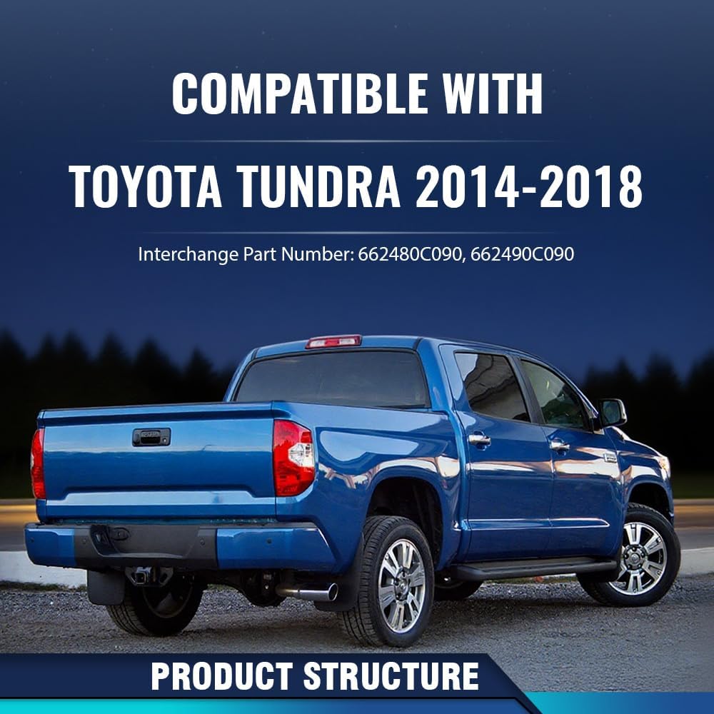 PIT66 63.18" Truck Bed Cap Tailgate Step Side, Compatible with Toyota Tundra 2014-2018 5.5ft, TO1900146, Tailgate Cap Spoiler Moulding Protector Top Cover Left & Right