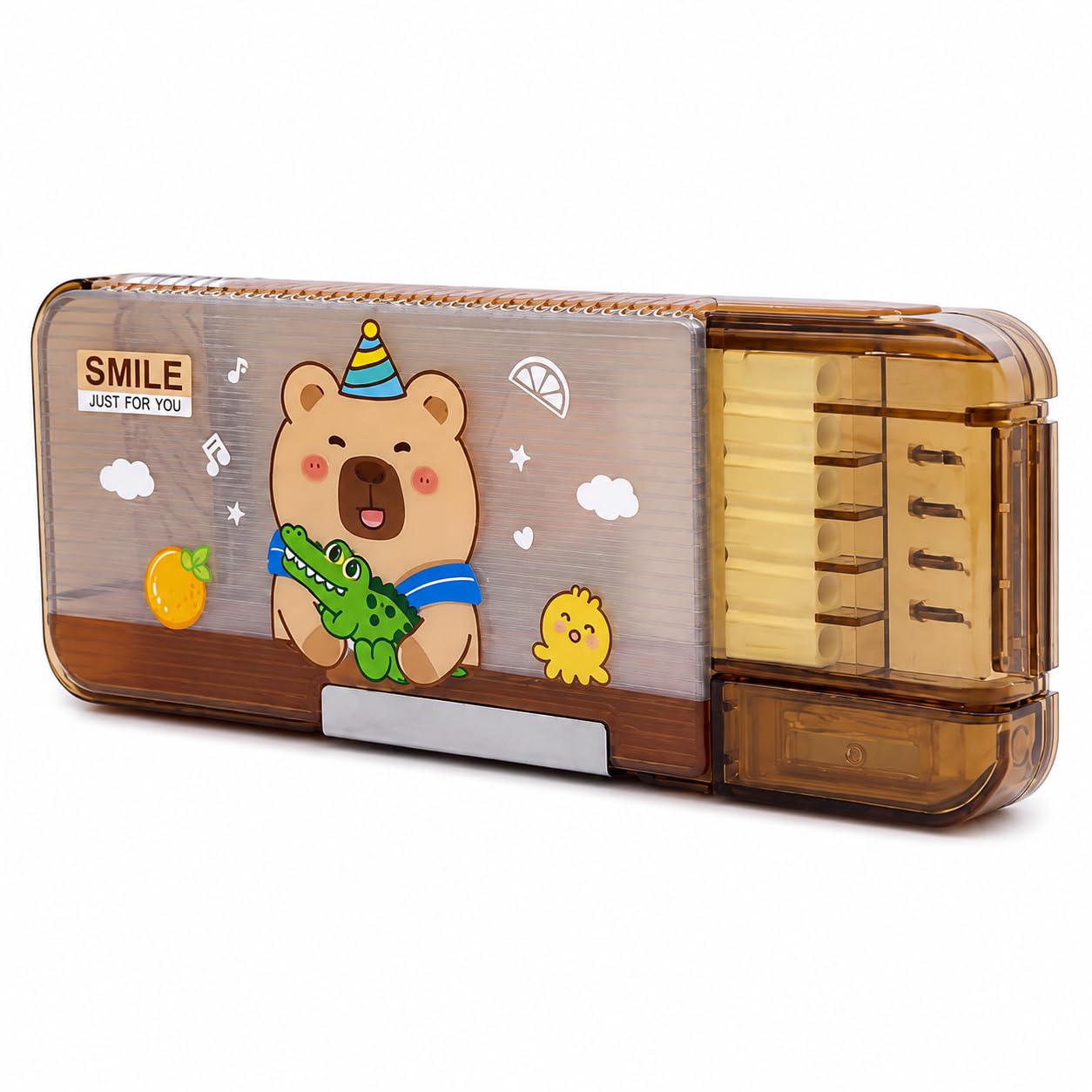 Cute Pencil Box for Kids with Magnetic Lid, Multi-Functional Stationery Organizer, Pop-Up Compartments, Large Capacity Pencil Case for School, Birthday Gift for Boys & Girls-image-38