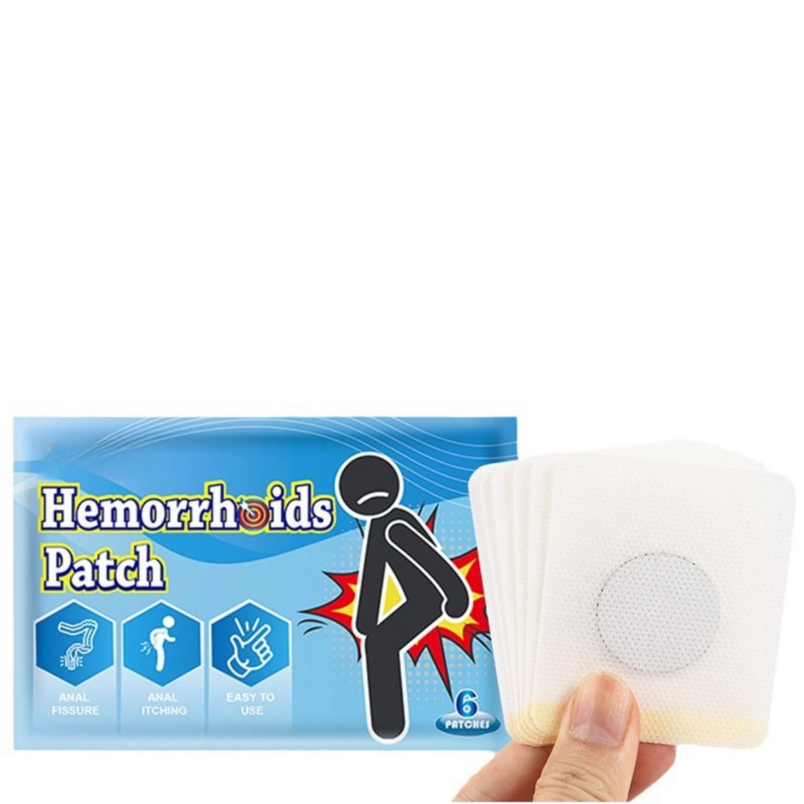 Hemorrhoid Patch - 6 Pack - Soothing Relief for Hemorrhoid Discomfort and Itching - Reduces Swelling and Shrinks Hemorrhoids - External Use Care Patches - Alleviates Anal Area Discomfort