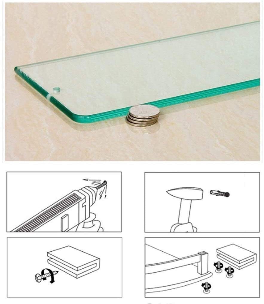 1-poziomowy aluminiowy szklany stojak łazienkowy, narożny stojak łazienkowy, ścienny stojak do przechowywania do kuchni i łazienki.(250 mm)