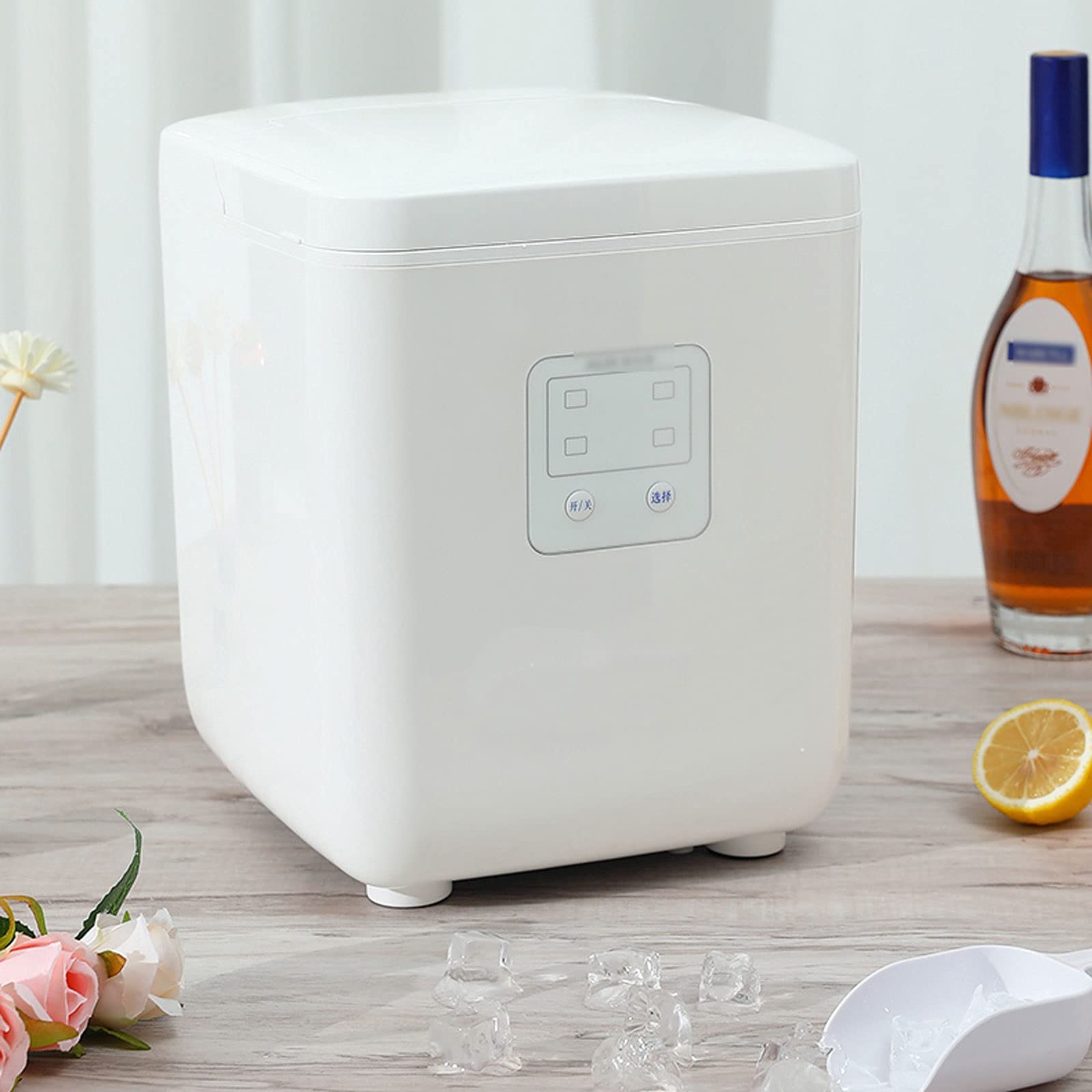 Máquina para fabricar hielo sobre encimera Máquina for hacer hielo eléctrica portátil y autolimpiante for encimera: 15 kg en 24 horas, 9 cubitos de hielo listos en 6 minutos Máquina de hielo eléctrica
