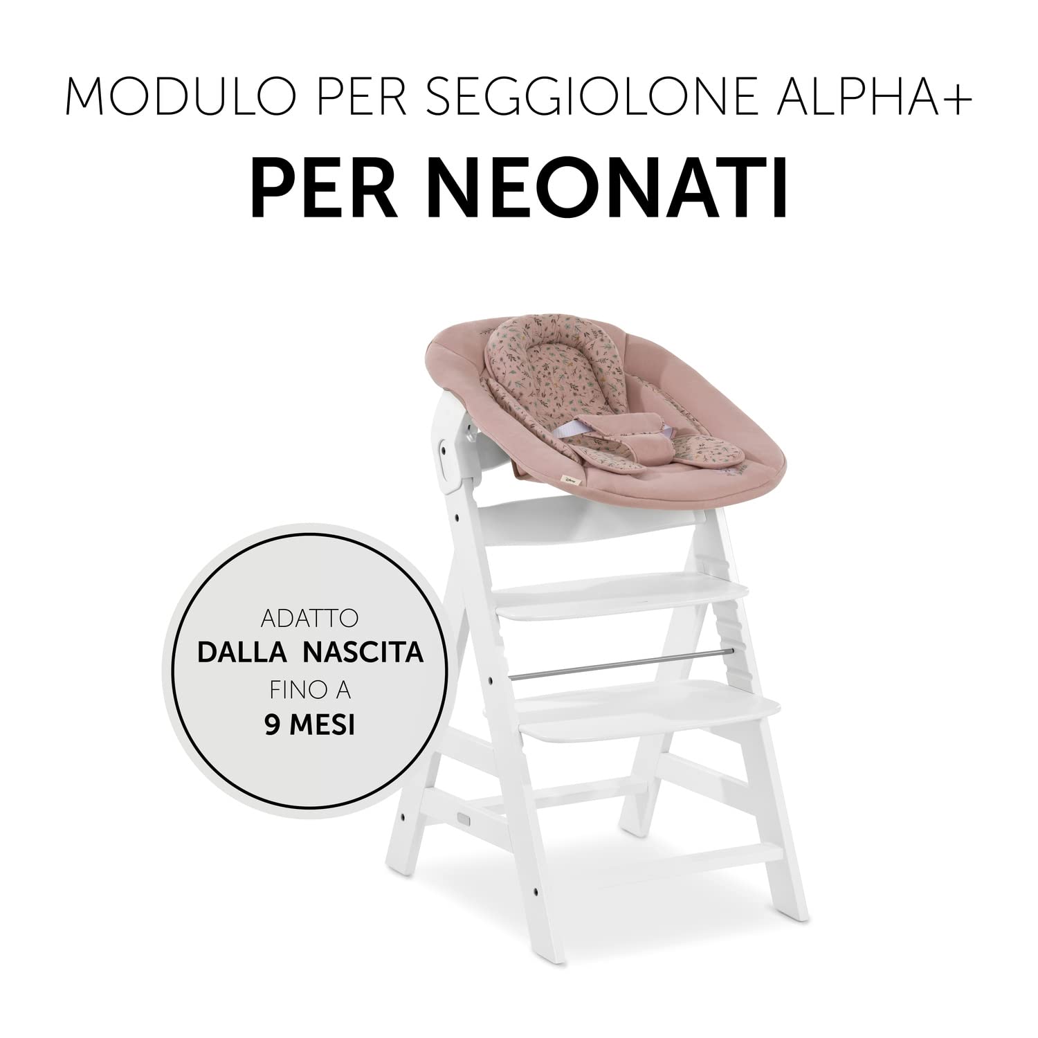 hauck Alpha Bouncer 2in1, Disney Bambi Rose - Sdraietta Neonato con Base Dondolo Compatibile con Seggioloni Pappa Alpha+ e Beta+ - da 0 Mesi fino a 9 kg - con Cintura a 3 Punti e Riduttore di Seduta