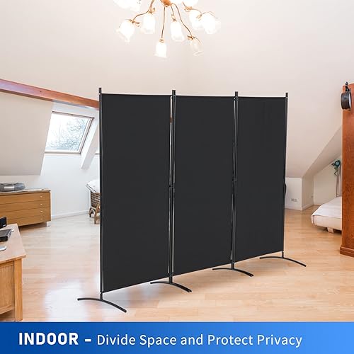 Miniatura 2 de OUTGAVA Divisor de habitación portátil de 3 paneles, pantalla de privacidad plegable de 6 pies, separador de habitación independiente para oficina,