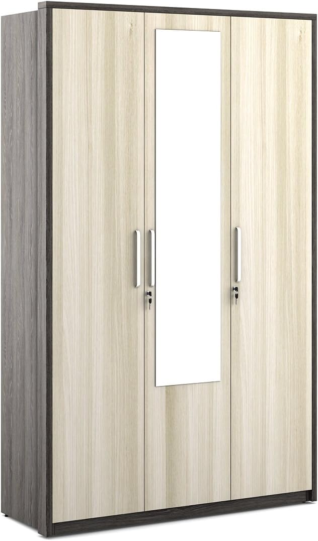 Spacewood Midas Engineered Wood Wardrobe with Mirror Shadow Oak, 3 Doors