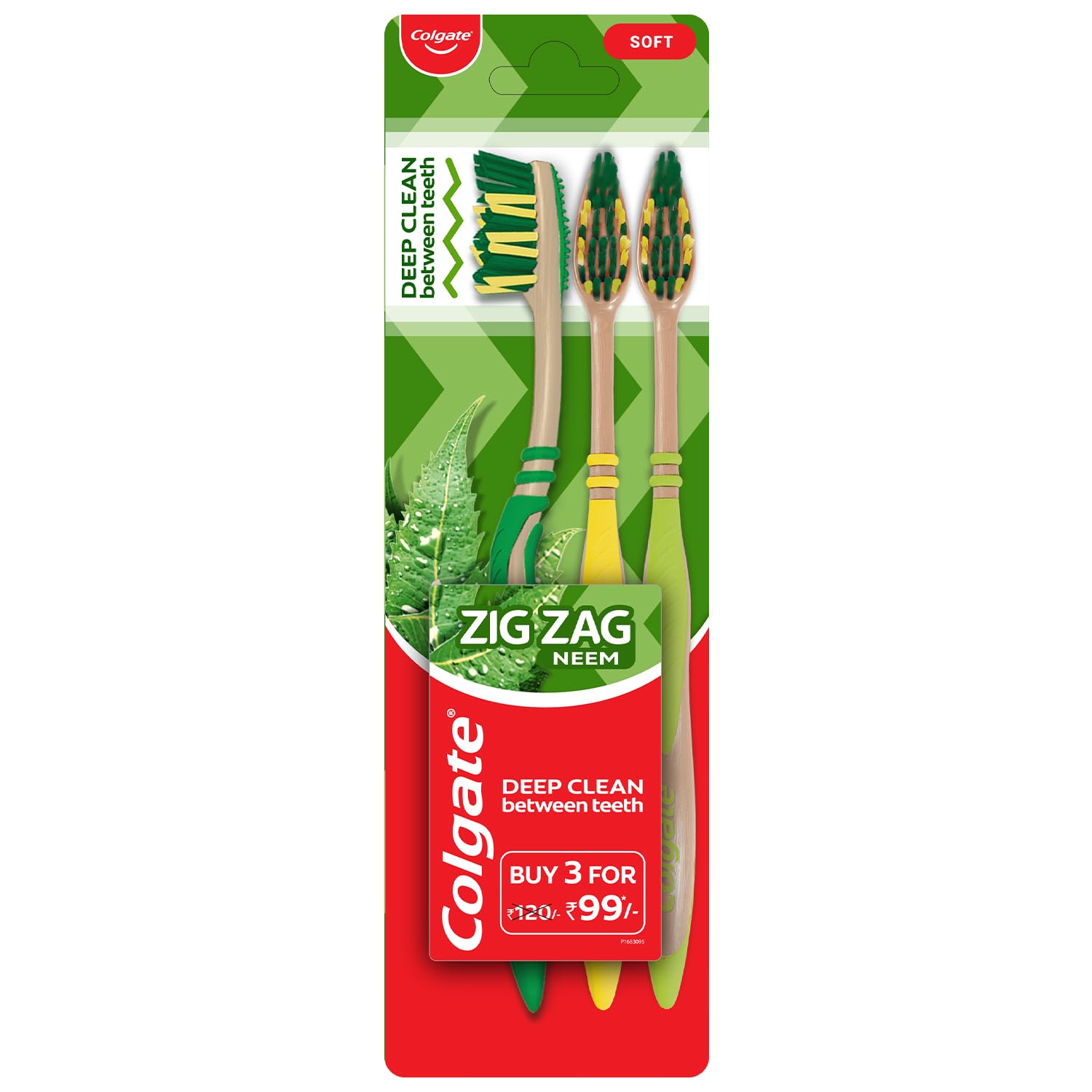 Colgate Zigzag Neem Soft Bristle Toothbrush - 3 Pcs, Soft-Tongue Cleaner, Mullti-Angled Cross Bristles, Manual, Adult, Multicolor (B07V4SW368) Amazon Price History, Amazon Price Tracker