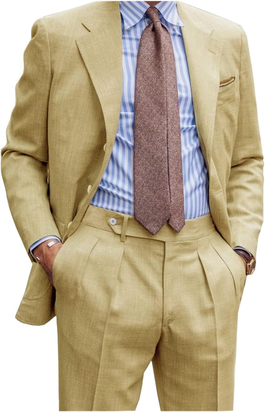 Linen Men Suits Beach Wedding Suit Summer Slim Fit Suit Homecoming Tuxedo
