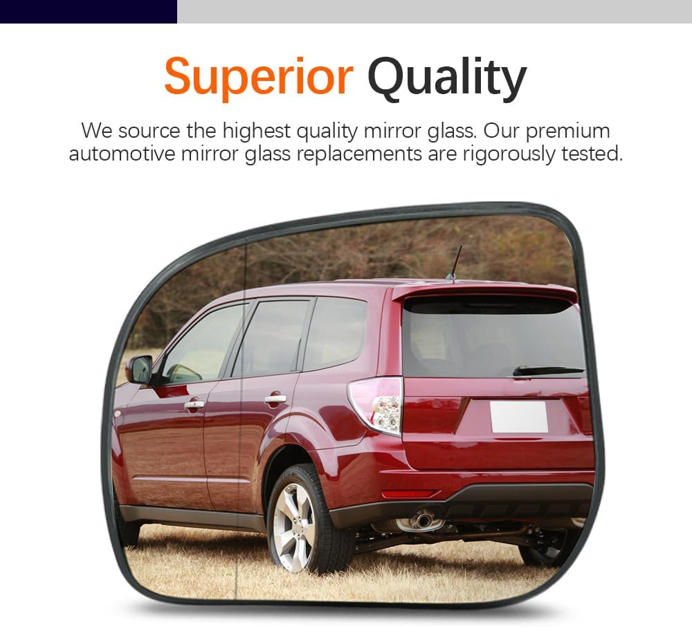 Left Driver Side door Mirror Glass Fit for 2009 2010 2011 2012 2013 Subaru Forester, Heated, Power Adjust, 91039SC030