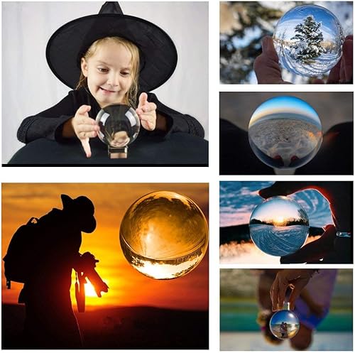 Miniatura 6 de LONGWIN Bola de cristal de fotografía de 3.150 in (3,1 pulgadas) Bola de malabarismo de contacto transparente con soporte de madera