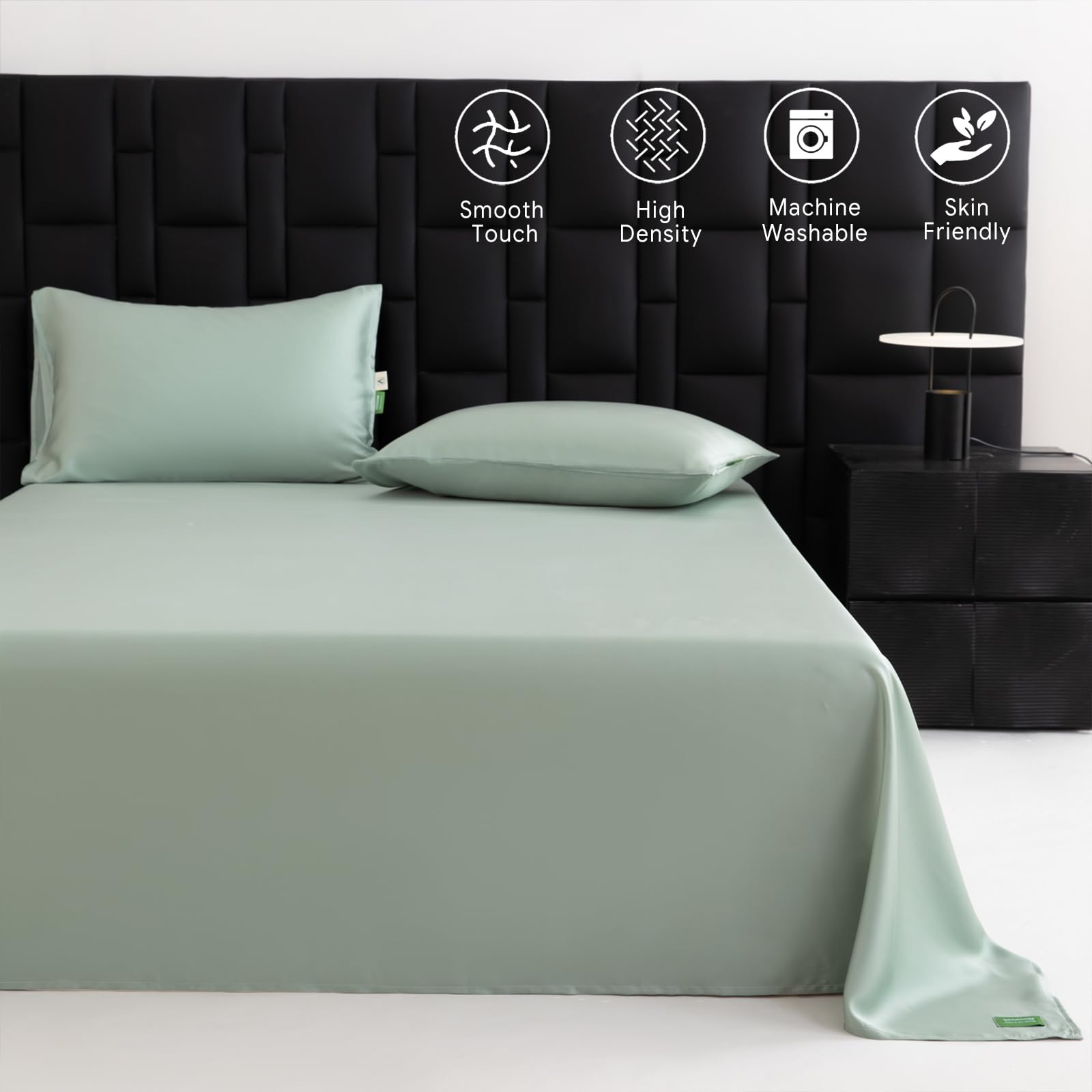 Bettlaken ohne Gummizug 200x235cm Bettlaken für Doppelbetten | Einfarbig,Sommerlaken,Hellviolett,mit 2 x Kissenbezug von 50x75 cm,Pflegeleichtes