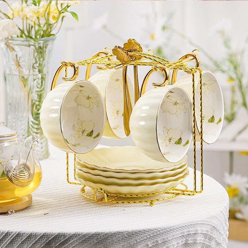 Macaron Colored Afternoon Tea Sets Ceramic Flower Set Fruit Teapot with Filter