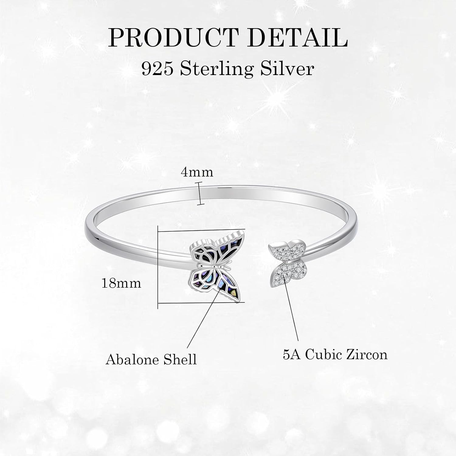 Butterfly Abalone Shell Cuff Bracelet 925 Sterling Silver Adjustable Bohemian Bangle, Mother of Pearl Jewelry Birthday Gift for Her - Image 7
