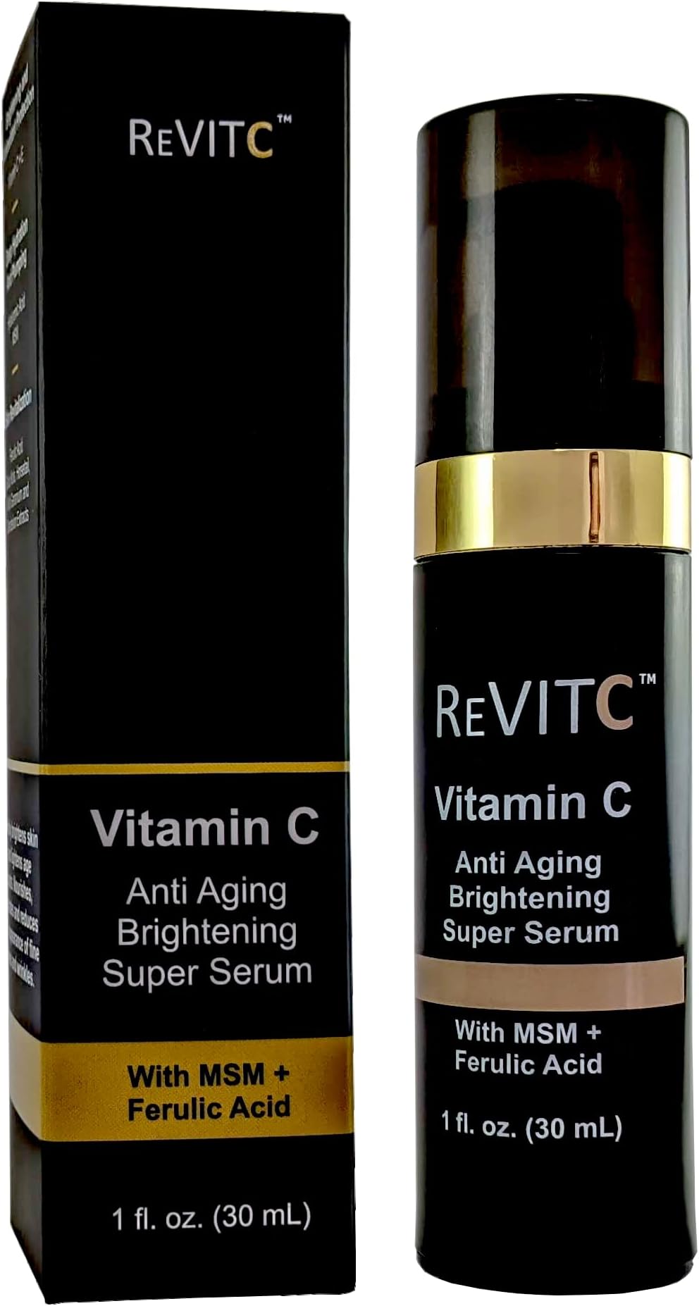 ReVitC Vitamin C Anti-Aging Super Serum for Face and Neck with Hyaluronic Acid, MSM, Ferulic Acid