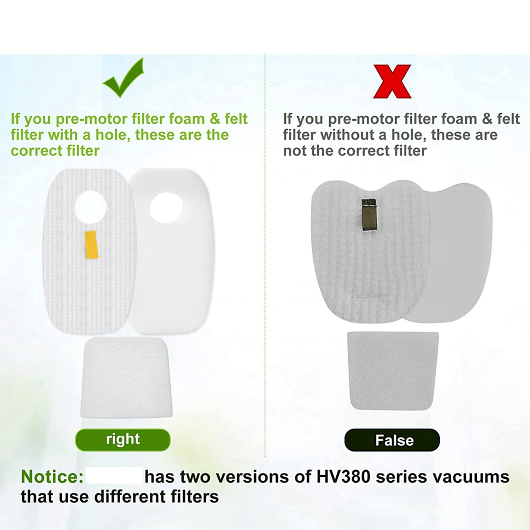 VENOAL Kit de filtros pre y post de repuesto para Cket DuoClean HV380 HV381 HV382 HV380 HV381 HV383 HV384Q HV380W