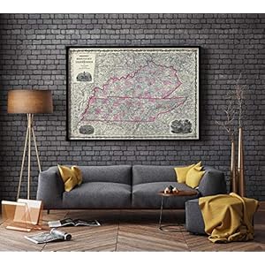 MG global 1862 Kaart van Kentucky en Tennessee| Tennessee Oude Kaart| Kentucky Oude Kaart| Antieke Kaart Voor Decoratie…