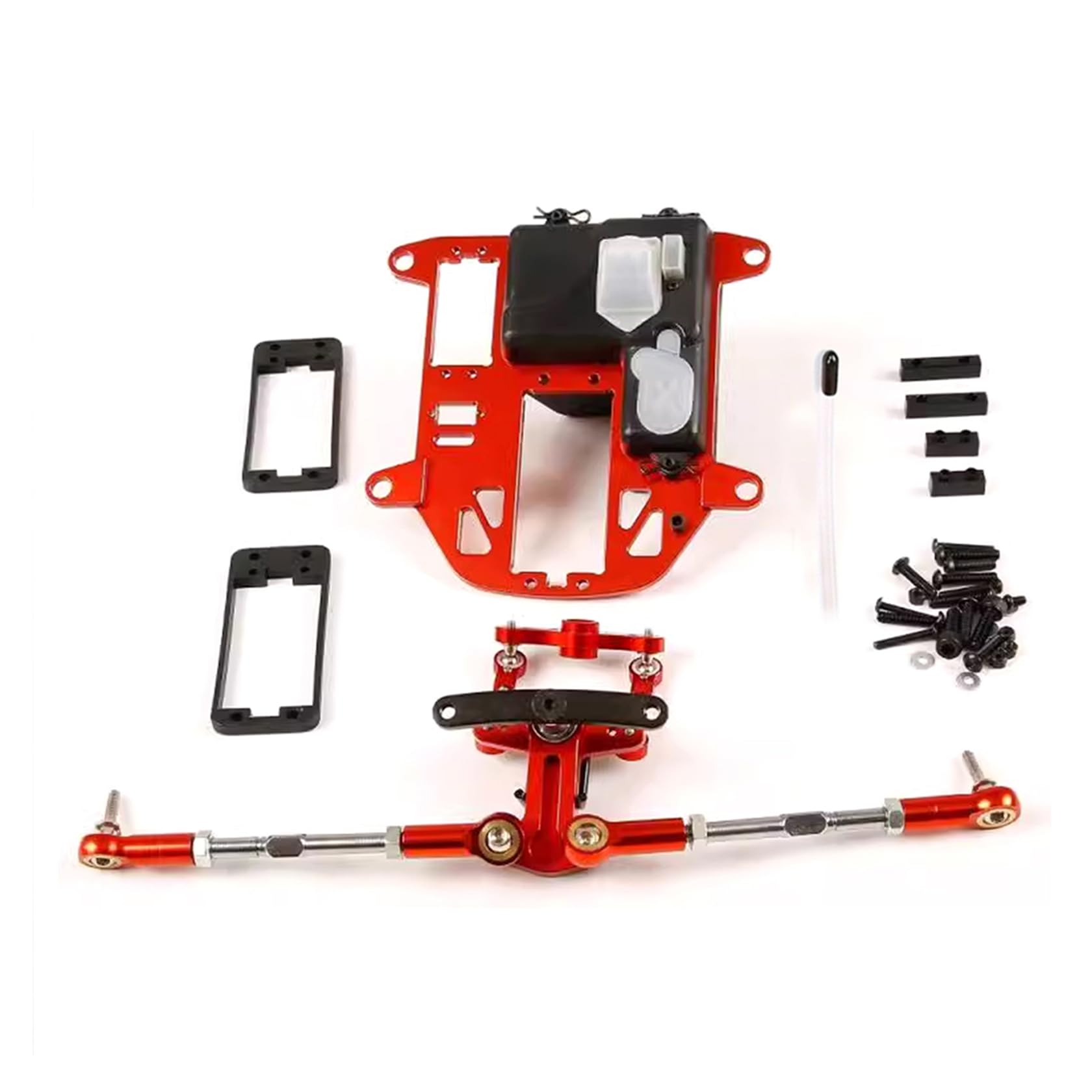 FLMLF Alloy CNC Symmetrical Steering with Equipment Warehouse Kit for 1/5 HPI ROFUN BAHA KM ROVAN Baja 5B 5T 5SC Rc Car Parts (Red)