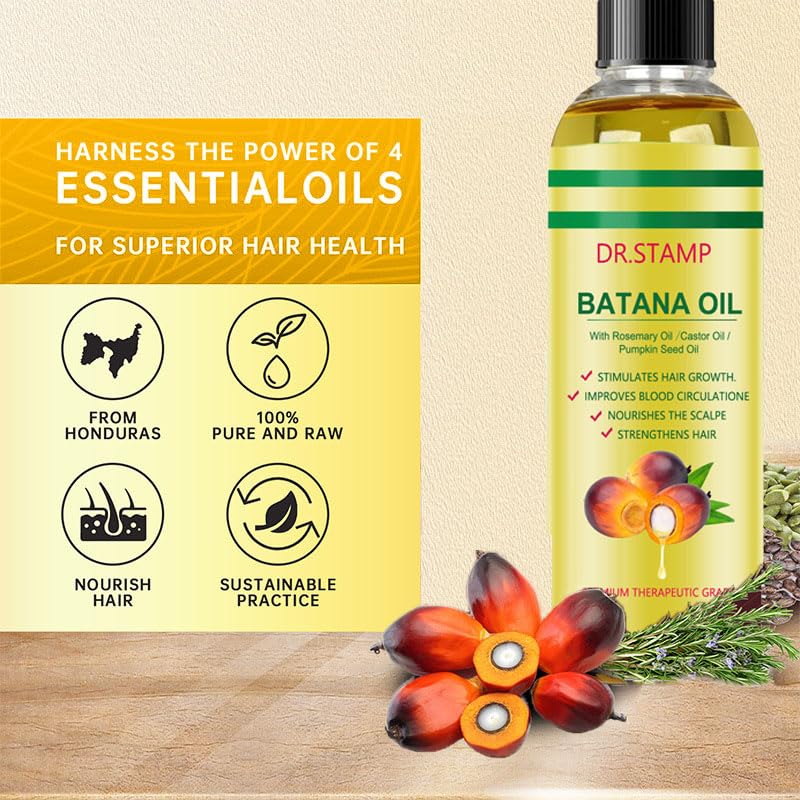 Miniatura 3 de Aceite de batana para el crecimiento del cabello y el cuidado del cuero cabelludo, aceite de batana líquido 4 en 1 con aceite de semilla de romero,