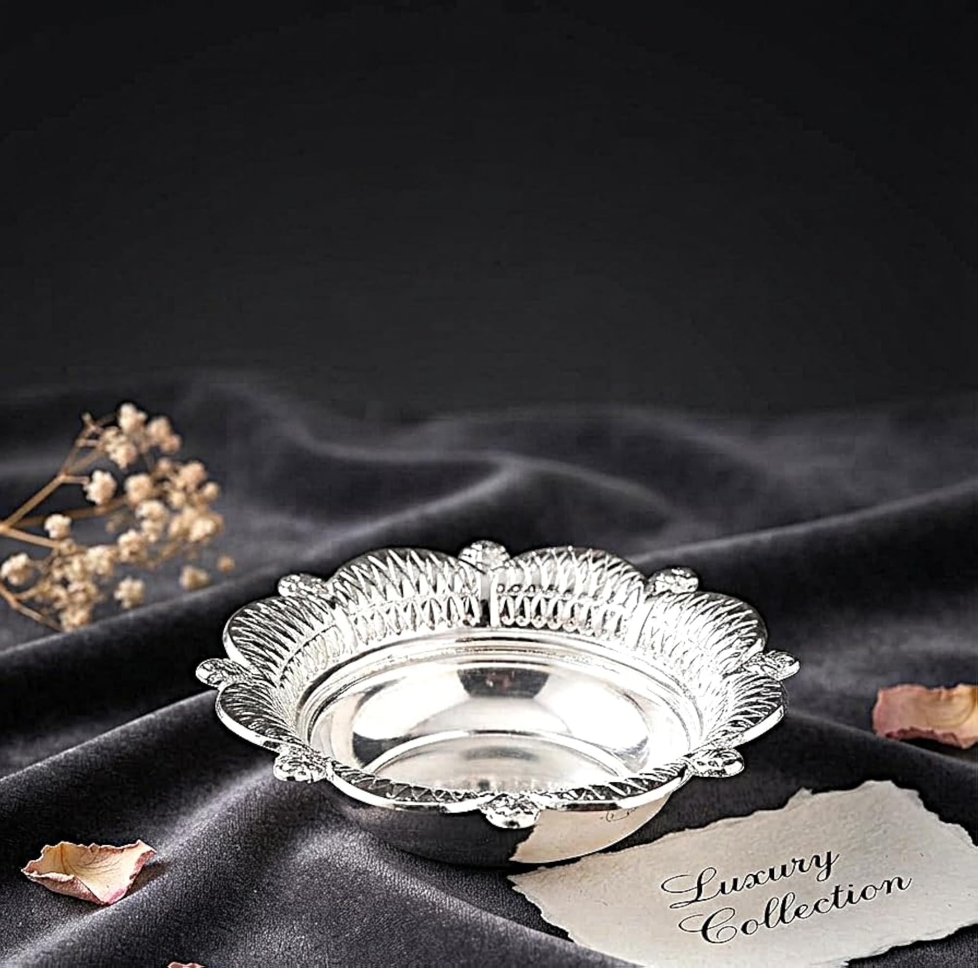 Mehak Enterprises Silver Plated Brass Bowl, 9.3 cm