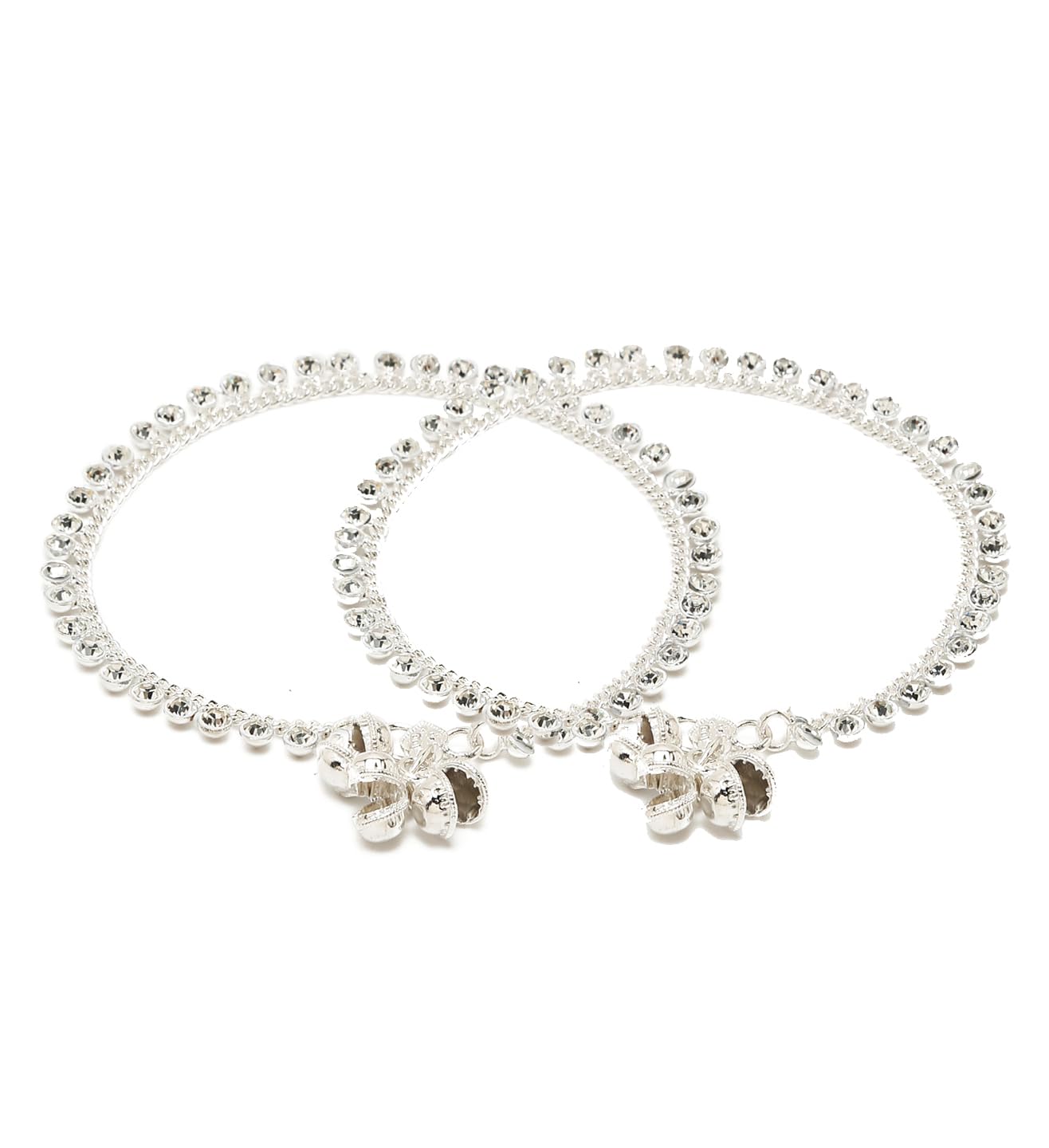 youbella Jewellery German Silver Plated Stylish Handmade Anklets for Girls and Women (Silver) (YBANK_60031)-picture-29