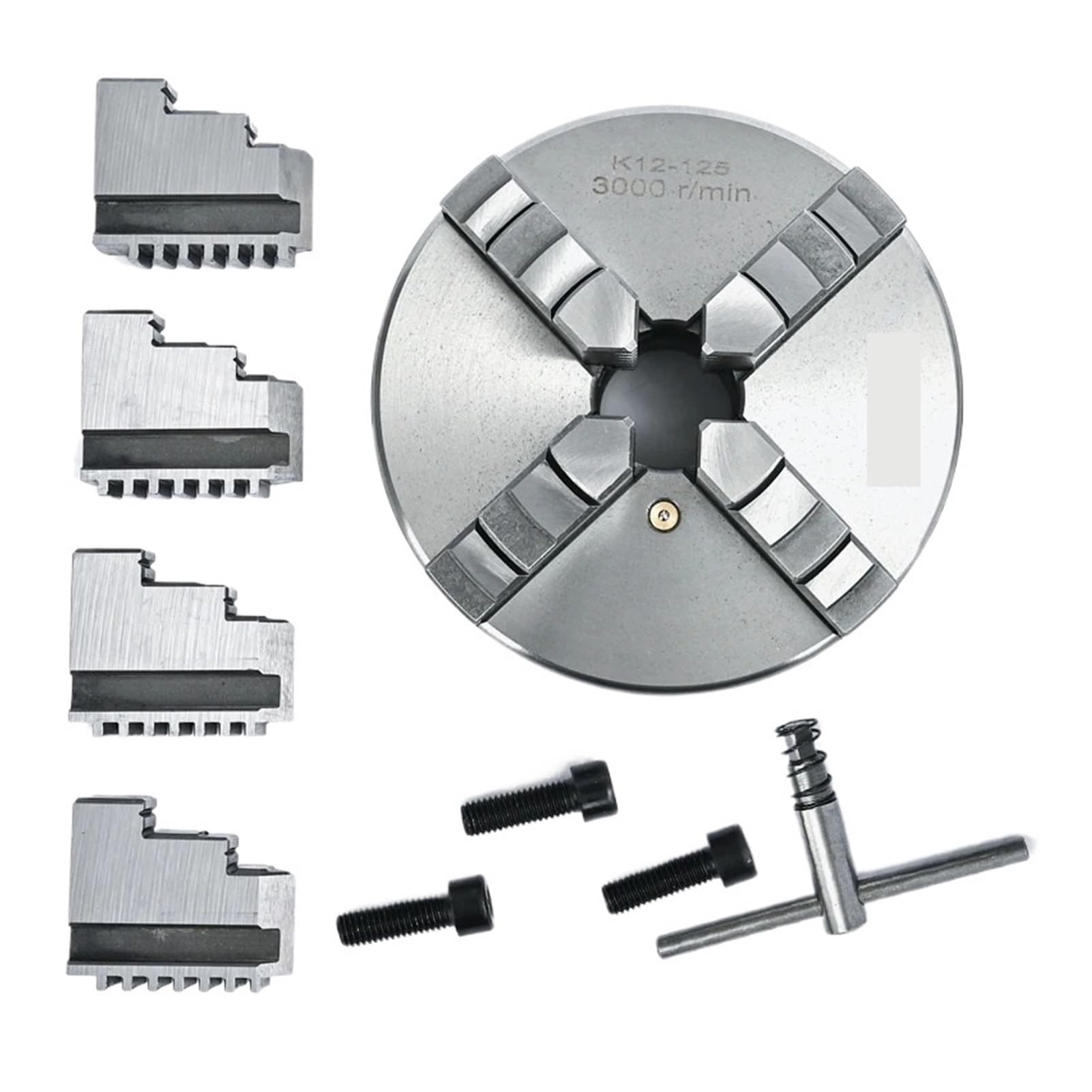 Mandrin de tour Mandrin de tour 125 mm à 4 mors à spirale K12-125 for métaux, mini-manuel