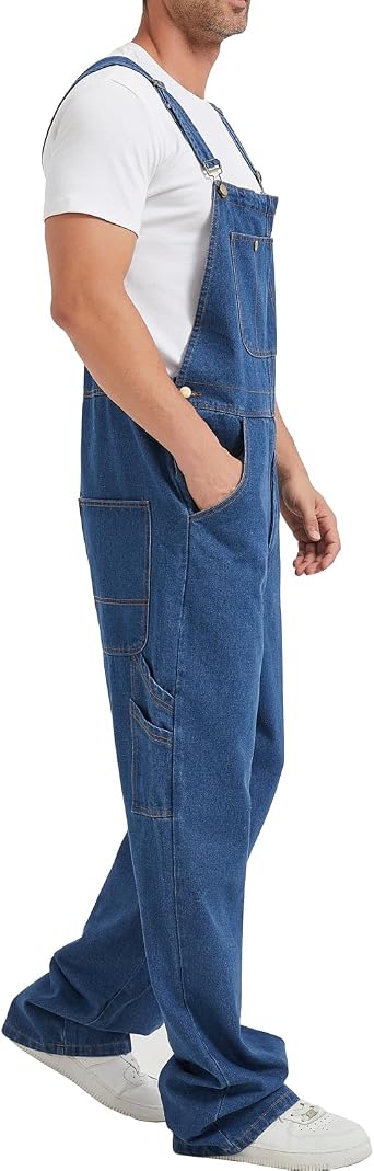 Men's Denim Bib Overall, Mens Classic Workwear with Pockets