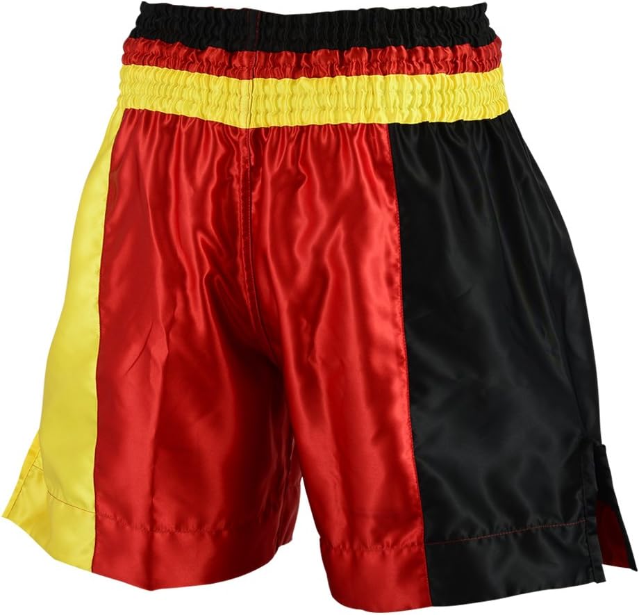 Playwell Boxing Competiton Black Satin Training Shorts - Black/Yellow