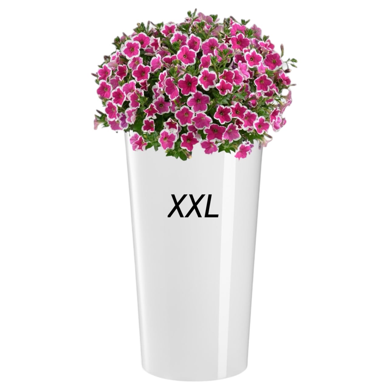 MELTOM Blumenkübel Rund Hochglanz Slim Blumentopf mit Herausnehmbaren Einsatz Größe XXL/DxH: 40 x 75 cm Weiß Innen- und Außenbereich