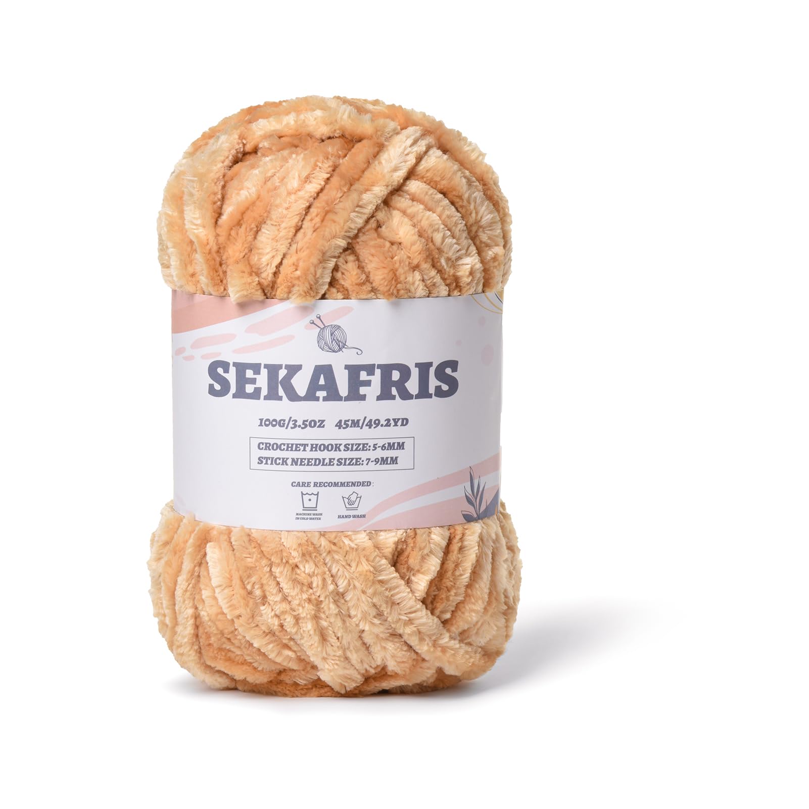 Chenille Velvet Soft Yarn Khaki 1 Pack