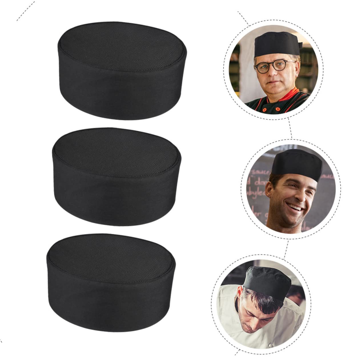 Sombrero De Cocinero Tapa De Cocción Sombrero De para Negro Gorro Cocinero Gorro Chef Gorro De Chef Gorras De Cocinero Transpirables Ropa De Algodón Black
