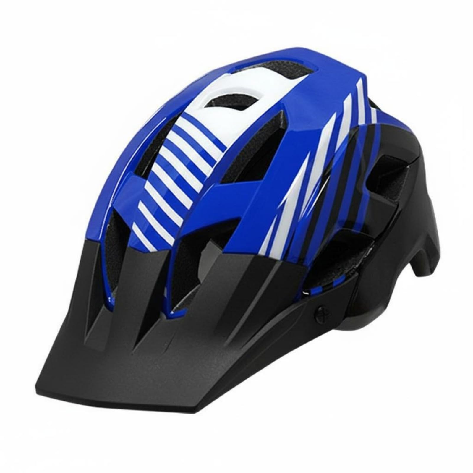 Visor Wide Brim Bike Helmet Ventilation Design Single-Piece Bike Helmet Shock Resistance for Outdoor, Blue-White-Black-image-15