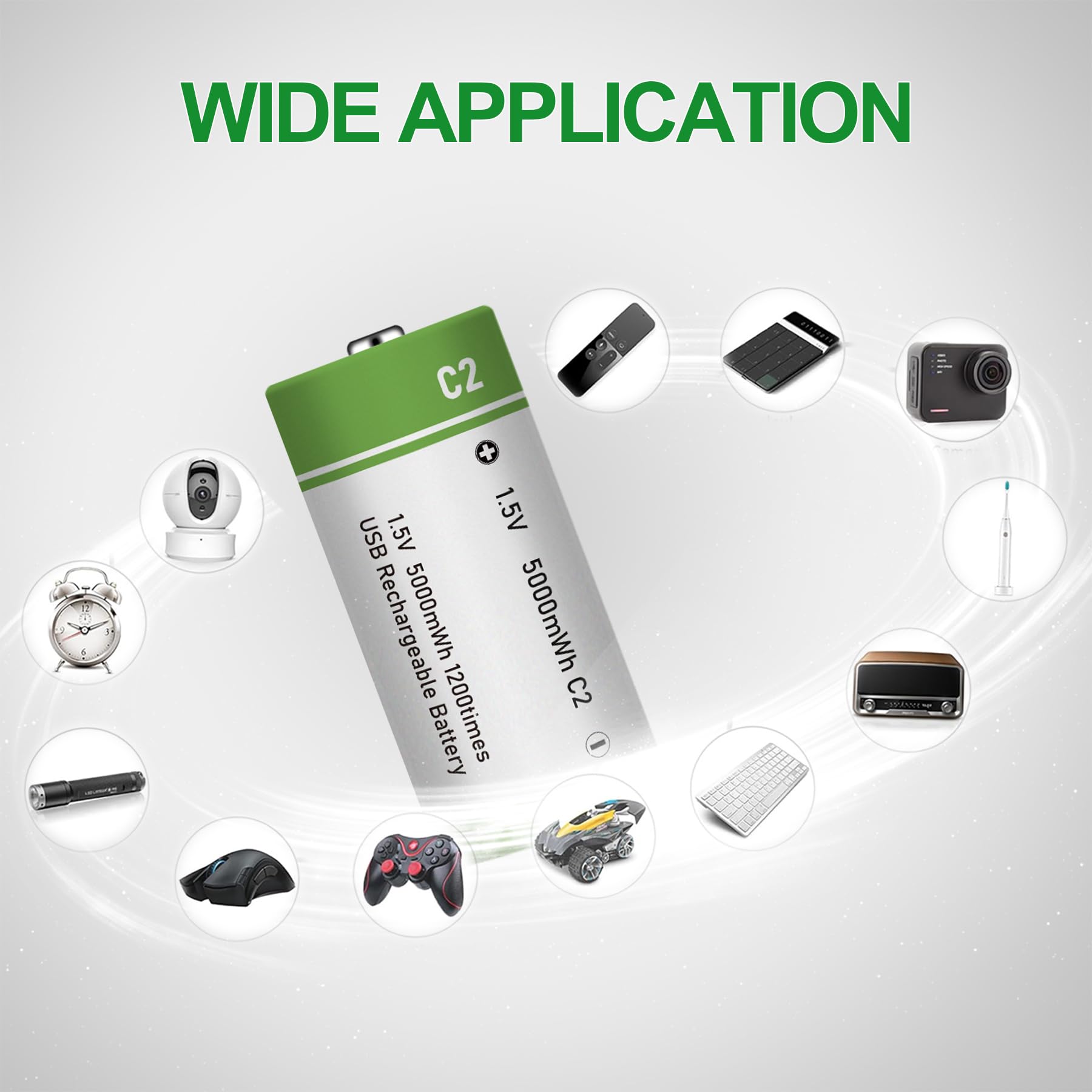 8 batterie C USB Type-C agli ioni di litio ricaricabili, ad alta capacità, 1,5 V, 3300 mAh, 5000 mWh, batteria al litio ricaricabile, 2,5 ore, ricarica rapida, con cavo di ricarica