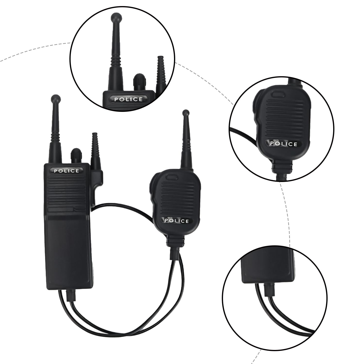 RmKbe Adult Police Radio Set & Costume Accessories for Boys and Girls, Black - Image 2