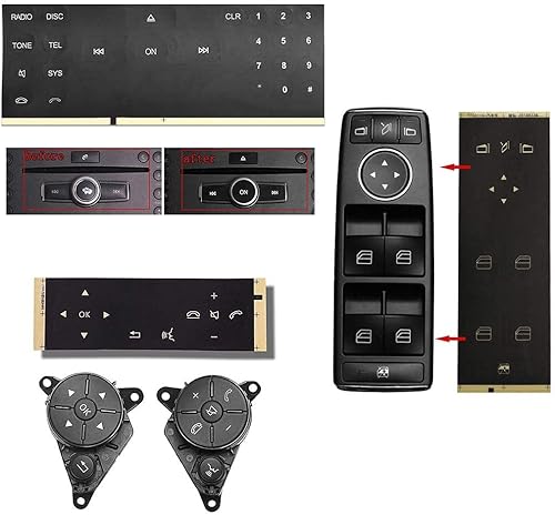 Miniatura 5 de Kit de calcomanías de reparación de botones interiores del automóvil, interruptor de ventana de volante, calcomanías de botón de número de radio,