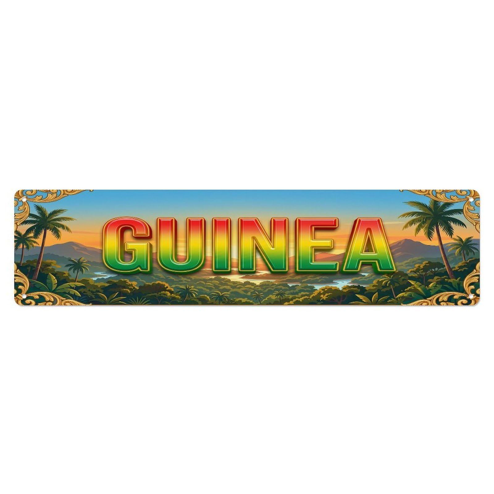 Vintage Guinea Flag Travel Pattern Metal Tin Sign Wall Decor for Cafe, Club, Garden Metal Poster 4x16Inch