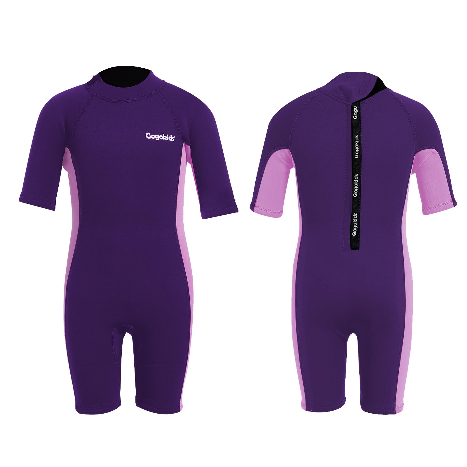 Gogokids Kids Shorty Wetsuit 2.5mm Neoprene Short Sleeve Swimsuit for Boys Girls - Children's Spring Suit for Swimming Surfing Beach Pool - Ages 2-10 Years